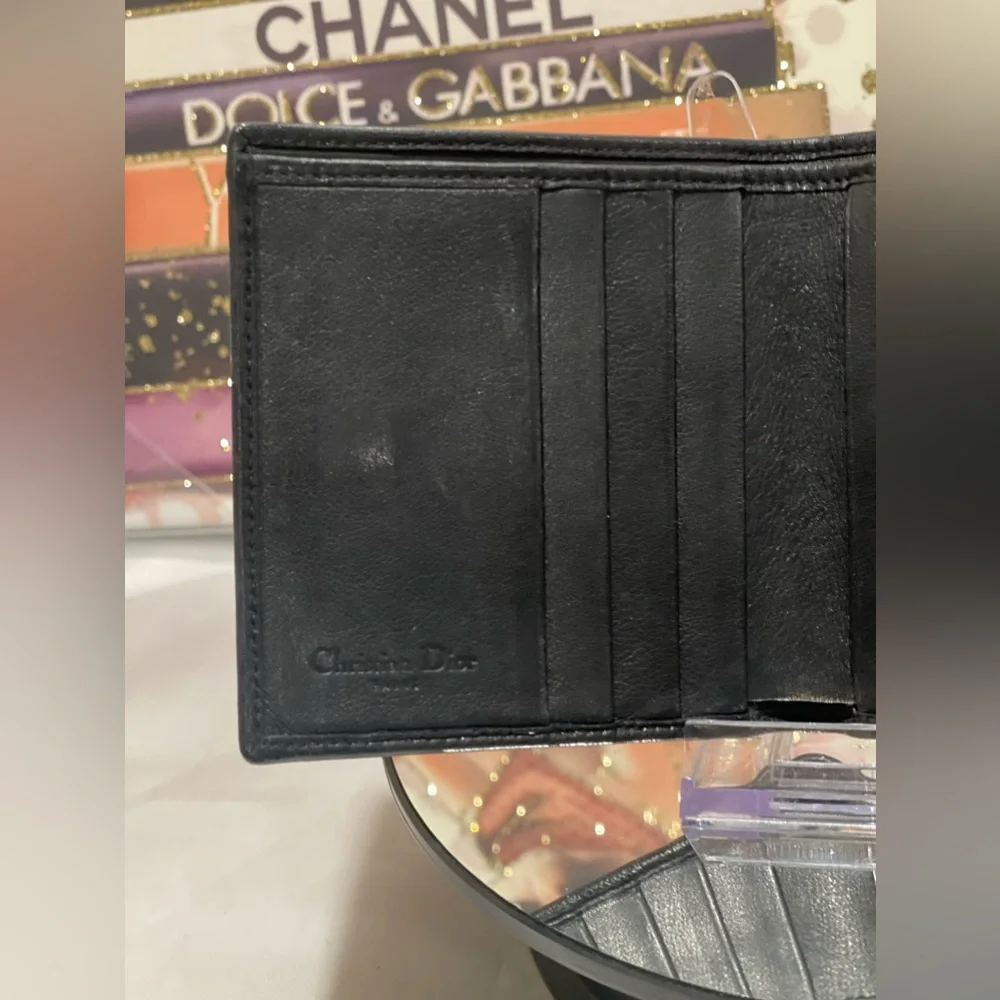 Christian Dior EUC Vntg Ballet Corset Bifold Black Leather Compact Wallet (W138)
